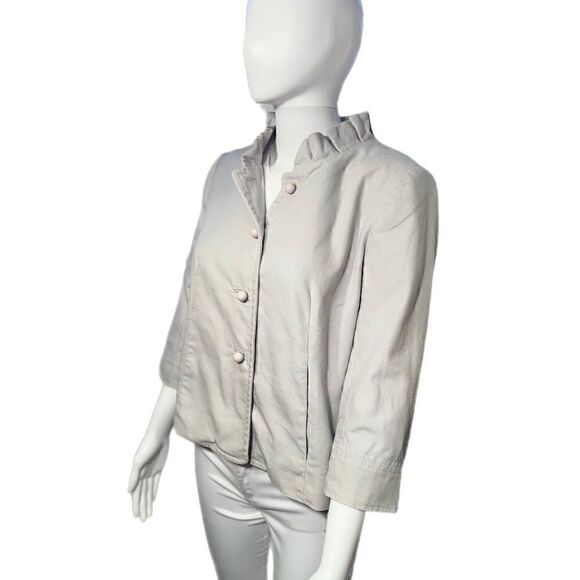 J. Crew Light Gray Canvas Cropped Swing Jacket - Picture 1 of 13